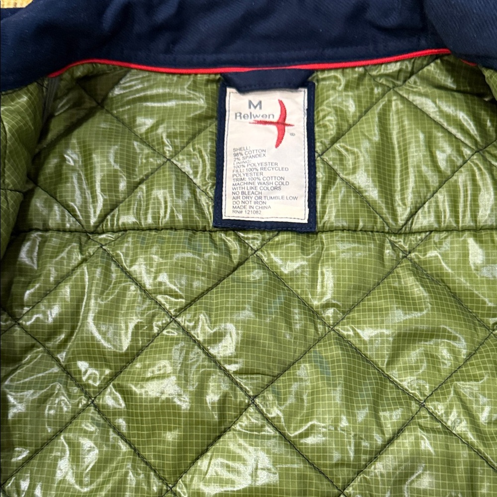 Relwen Navy Quilted Jacket with Green Lining - Picture 4 of 6